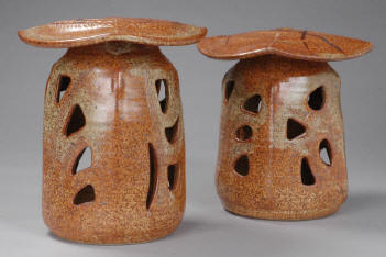 Two Shino Garden Lanterns